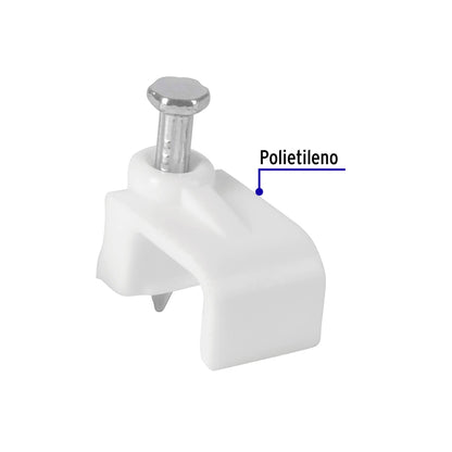 Bolsa con 500 grapas blancas de 6 x 9.5 mm para cable plano | GPL-10BG | 43046