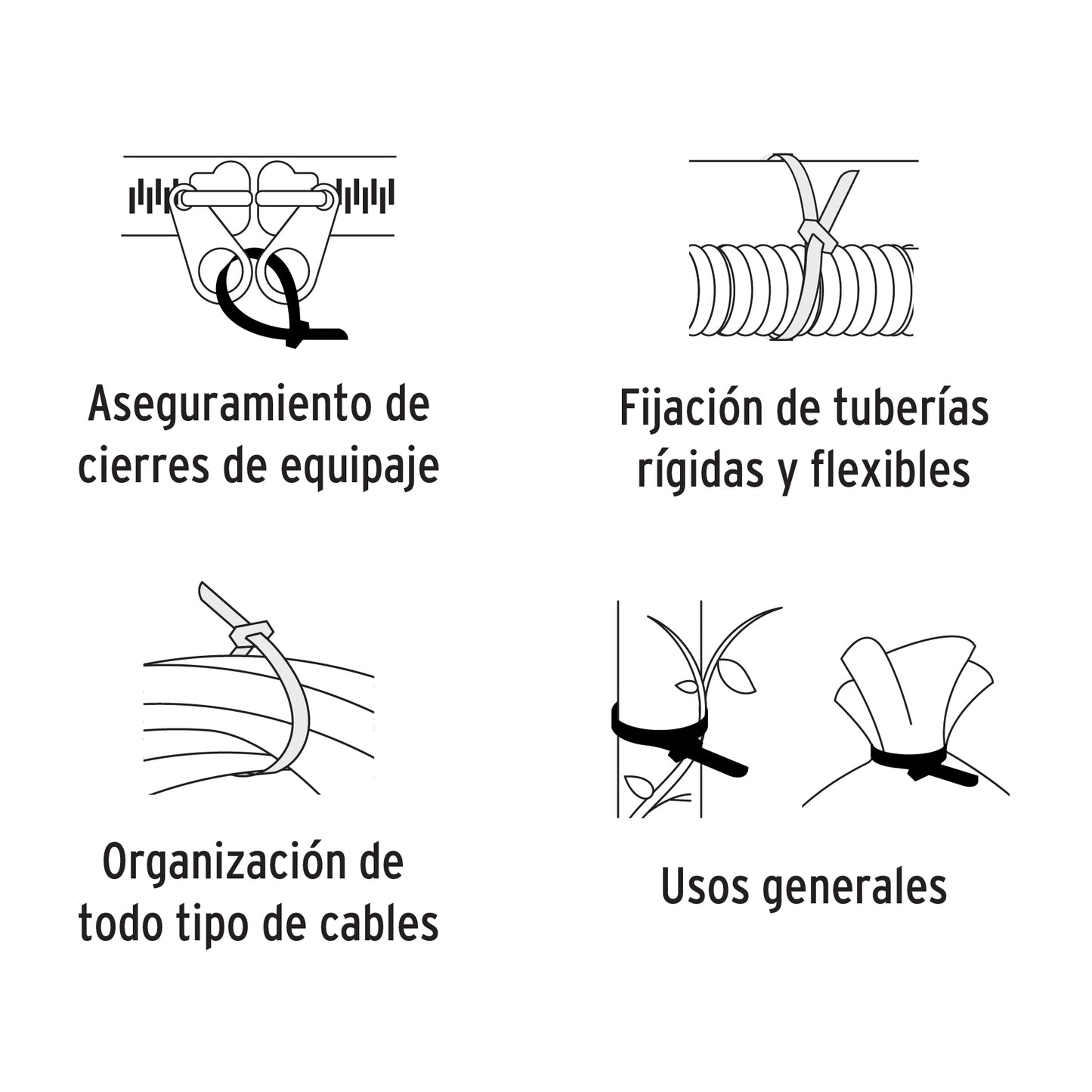 Bote con 1000 cinchos plásticos negros y naturales, Volteck | BCIN-1000 | 44016