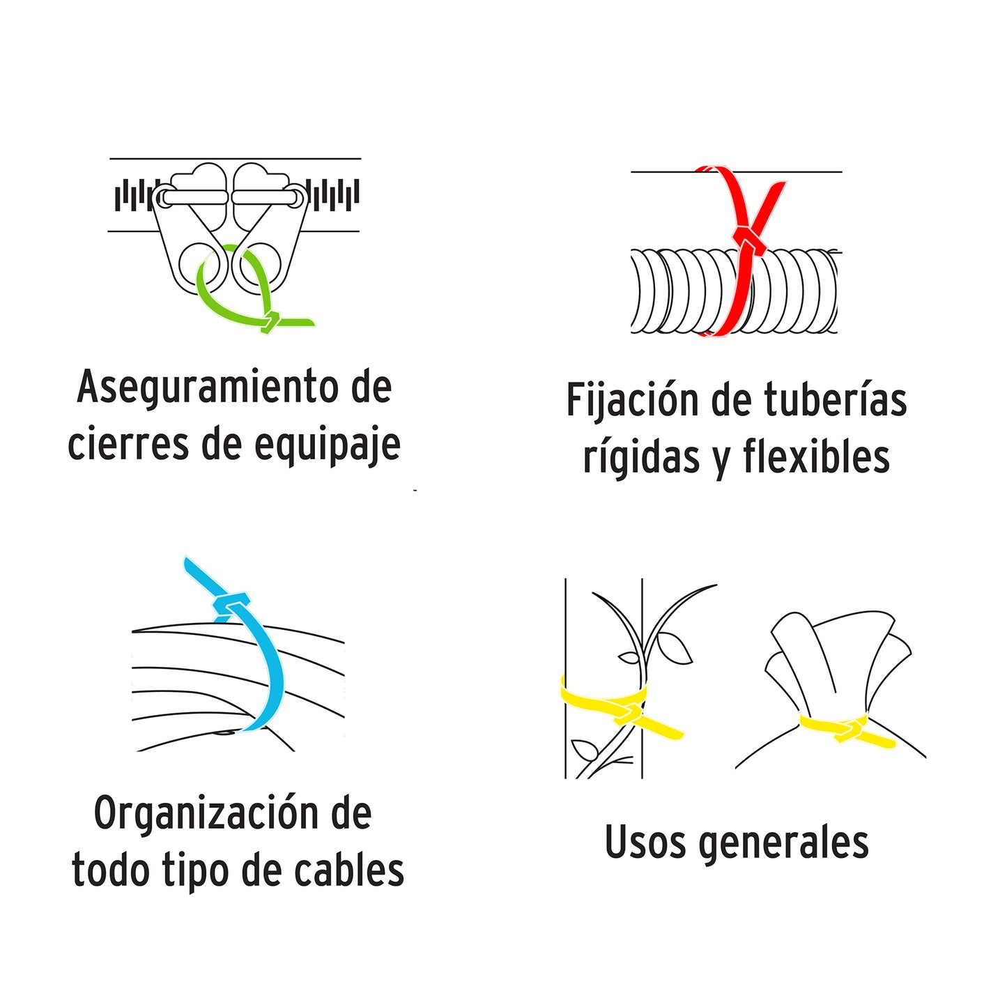 Bote con 1000 cinchos plásticos en colores surtidos, Volteck | BCIN-1000C | 44017