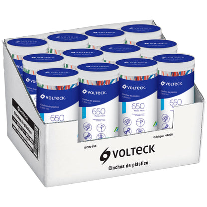 Bote con 650 cinchos plásticos en colores surtidos, Volteck | BCIN-650 | 44298