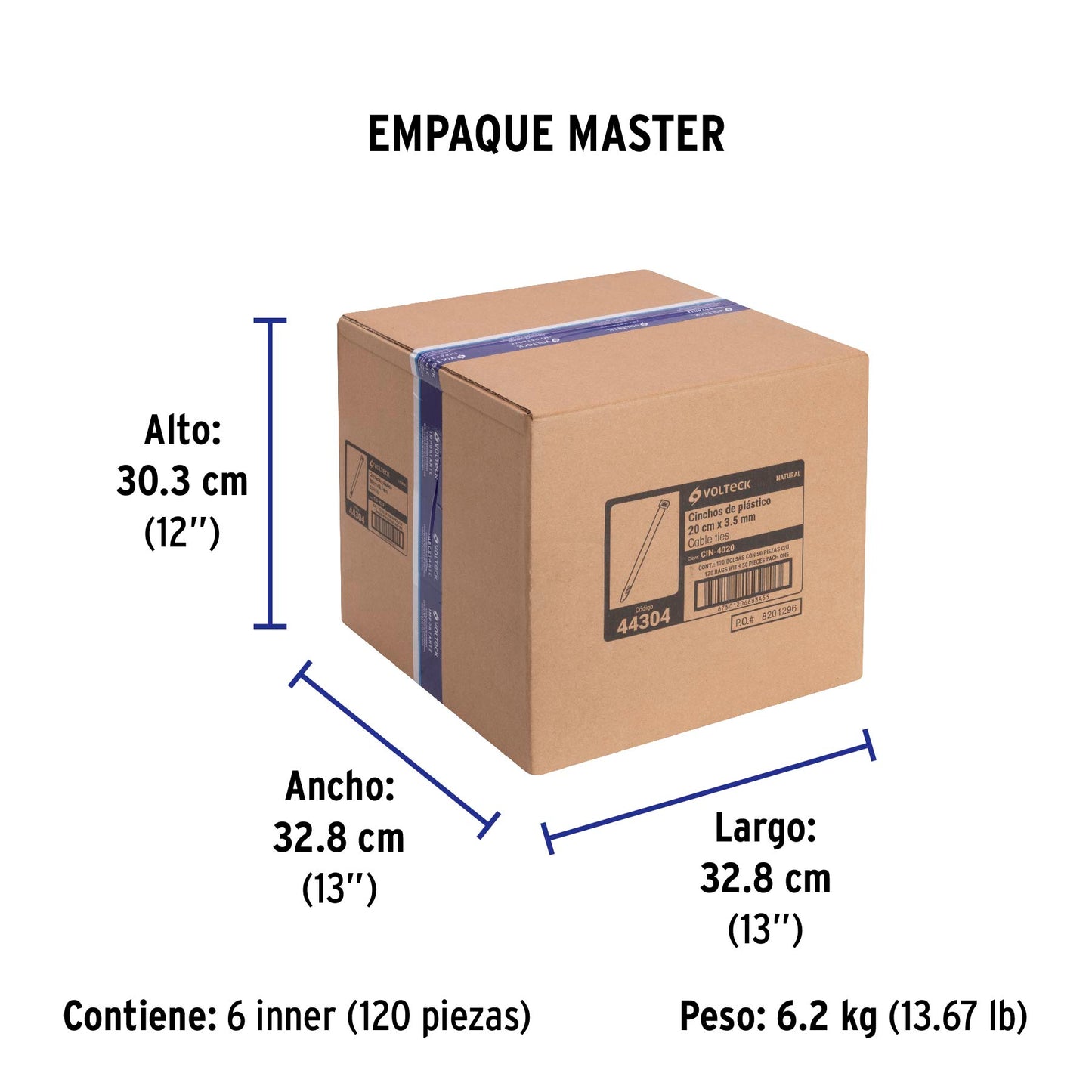 Bolsa con 50 cinchos plásticos 40 lb, 200x3.5 mm, naturales | CIN-4020 | 44304