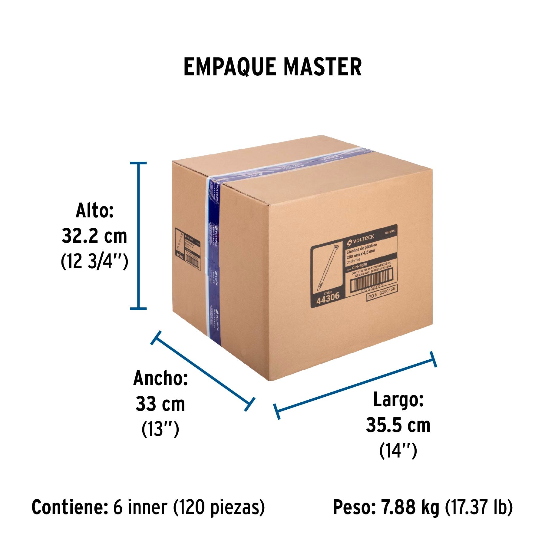 Bolsa con 50 cinchos plásticos 50 lb, 200x4.5 mm, naturales | CIN-5020 | 44306