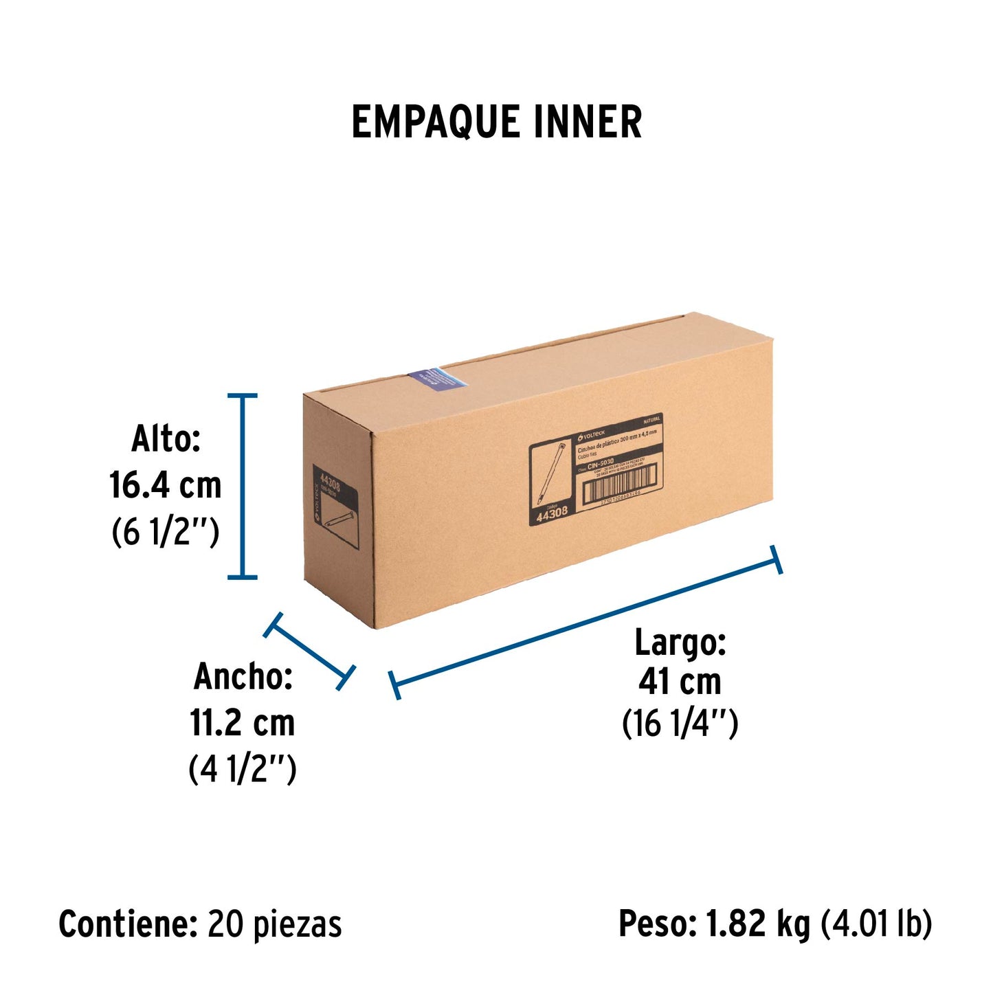 Bolsa con 50 cinchos plásticos 50 lb, 300x4.5 mm, naturales | CIN-5030 | 44308