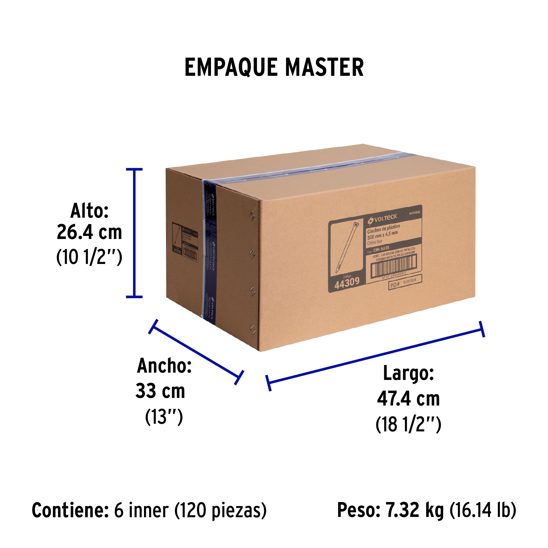 Bolsa con 25 cinchos plásticos 50 lb, 350x4.5, naturales | CIN-5035 | 44309
