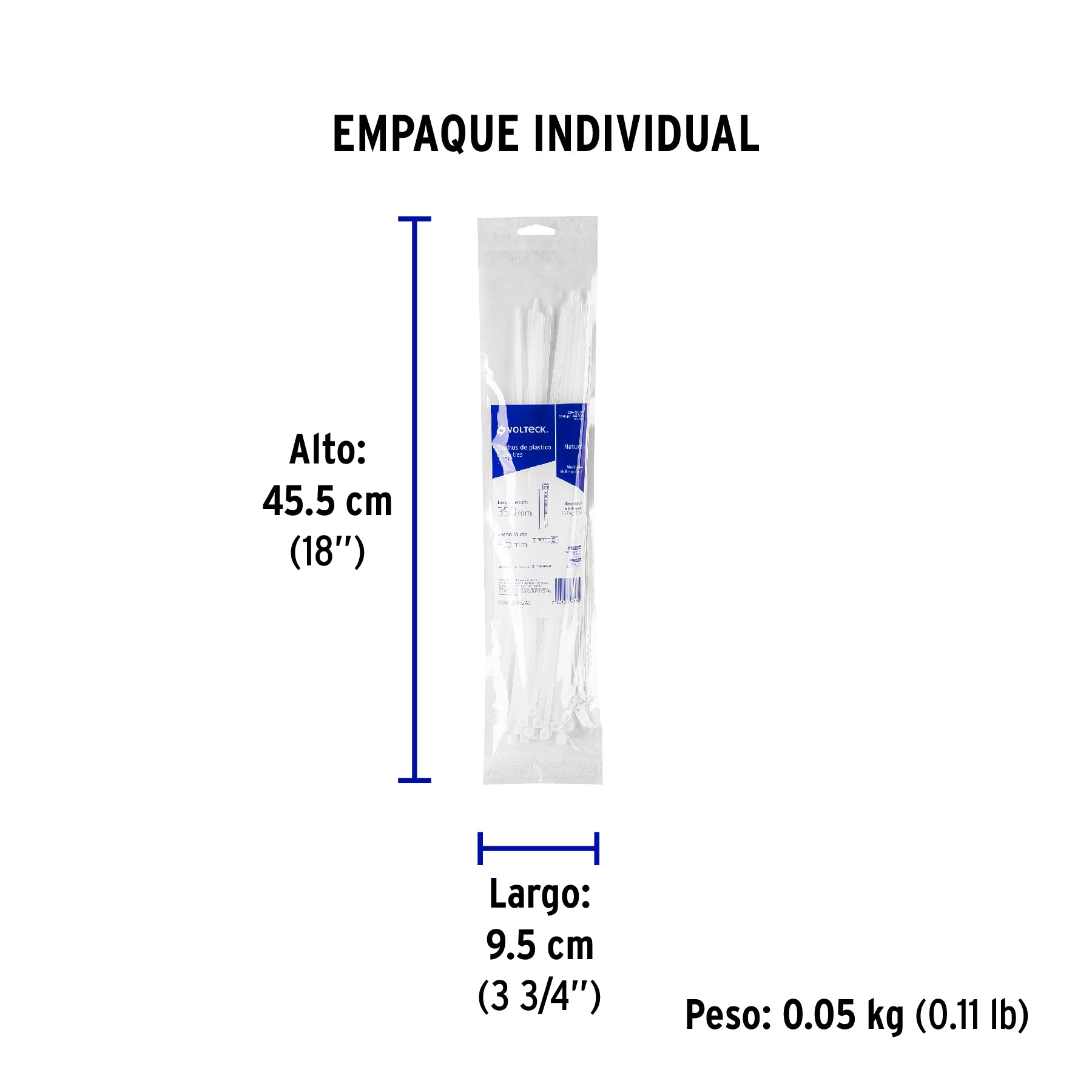Bolsa con 25 cinchos plásticos 50 lb, 350x4.5, naturales | CIN-5035 | 44309