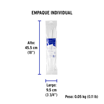 Bolsa con 25 cinchos plásticos 50 lb, 350x4.5, naturales | CIN-5035 | 44309