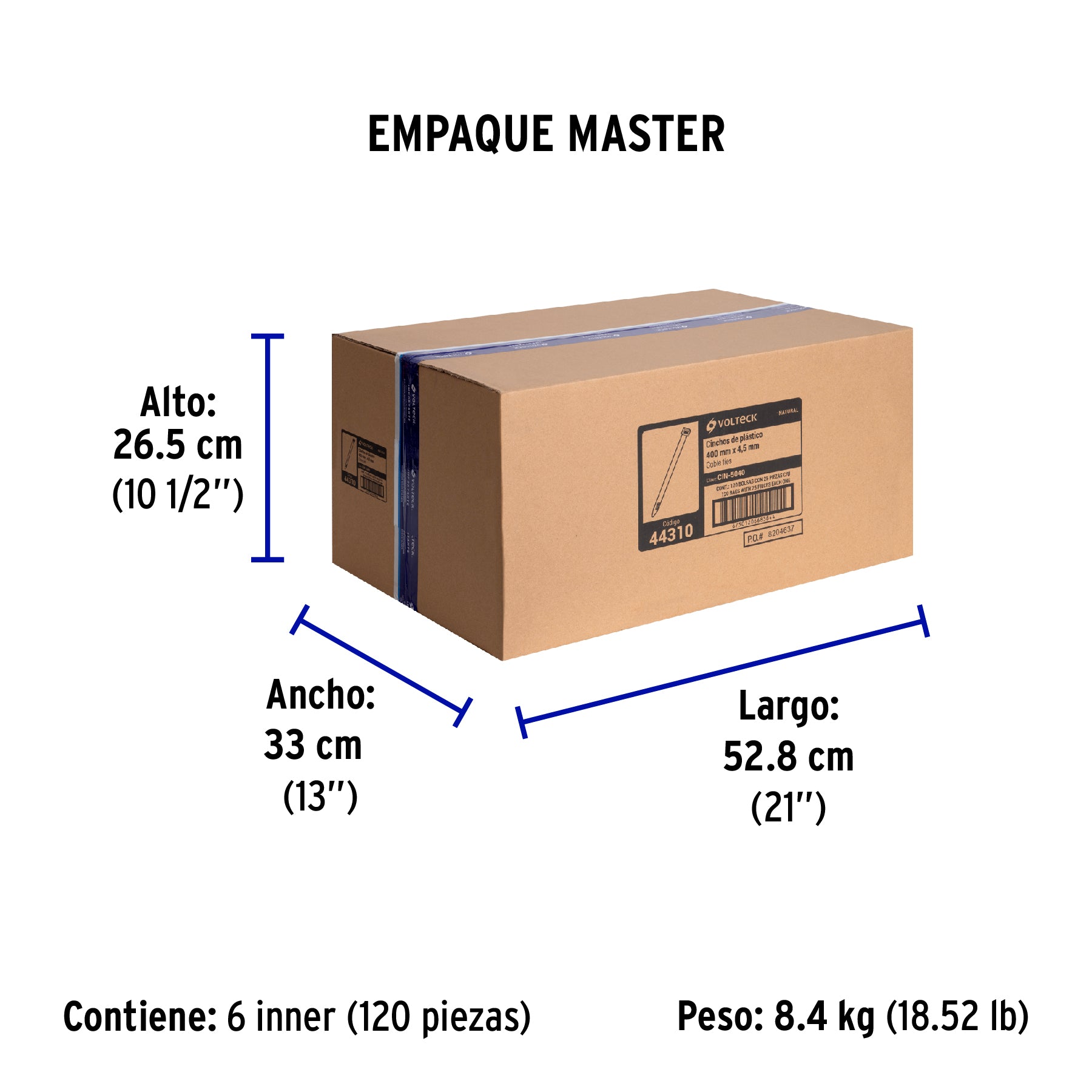 Bolsa con 25 cinchos plásticos 50 lb, 400x4.5 mm, naturales | CIN-5040 | 44310