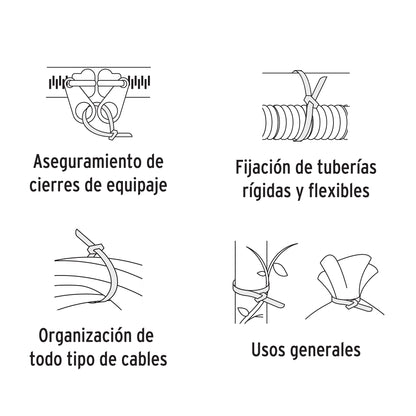 Bolsa con 25 cinchos plásticos 50 lb, 400x4.5 mm, naturales | CIN-5040 | 44310
