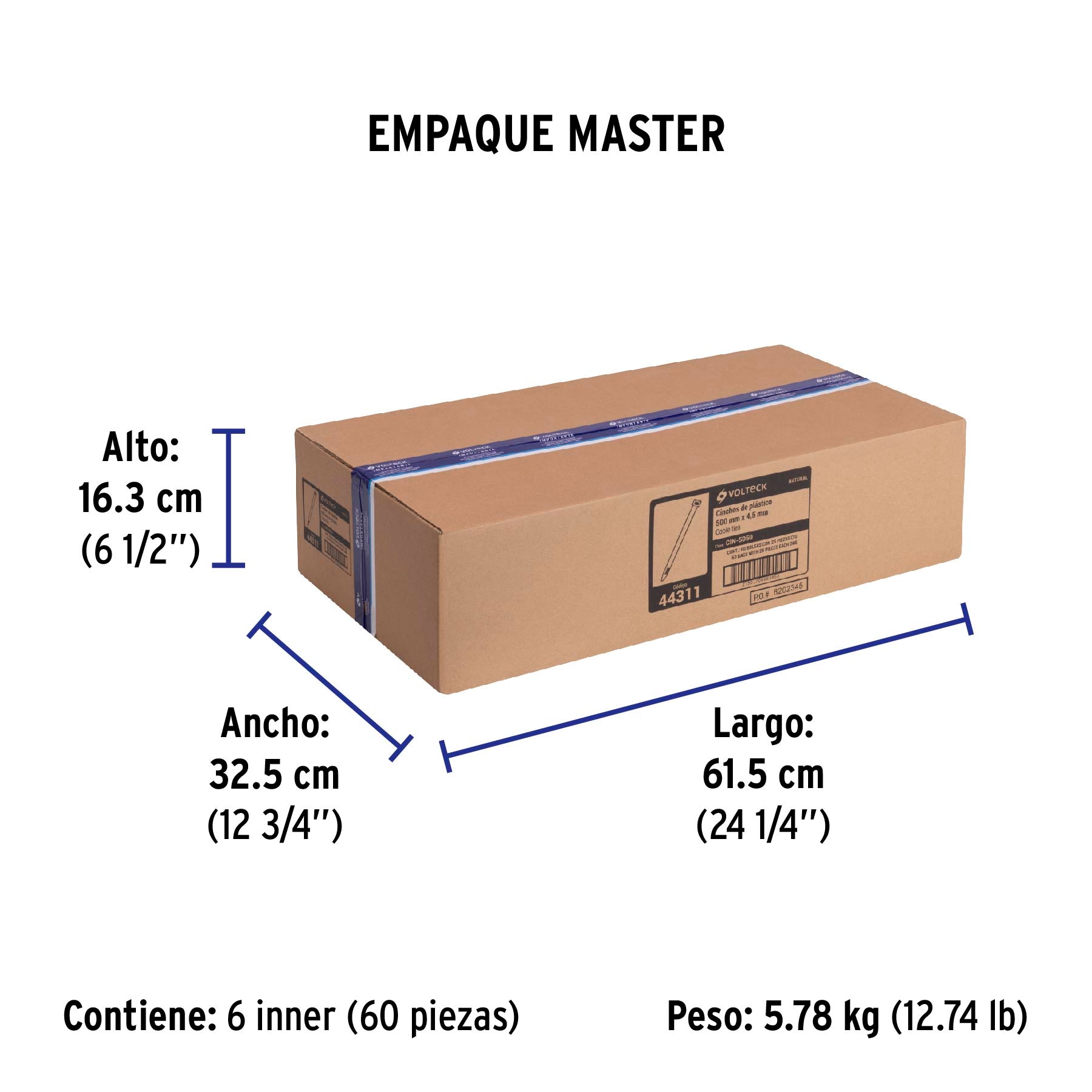 Bolsa con 25 cinchos plásticos 50 lb, 500x4.5 mm, naturales | CIN-5050 | 44311