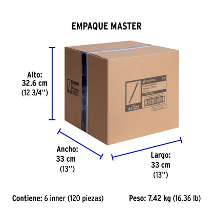 Bolsa con 100 cinchos plásticos 18 lb, 200x2.5 mm, negros | CIN-1820N | 44322