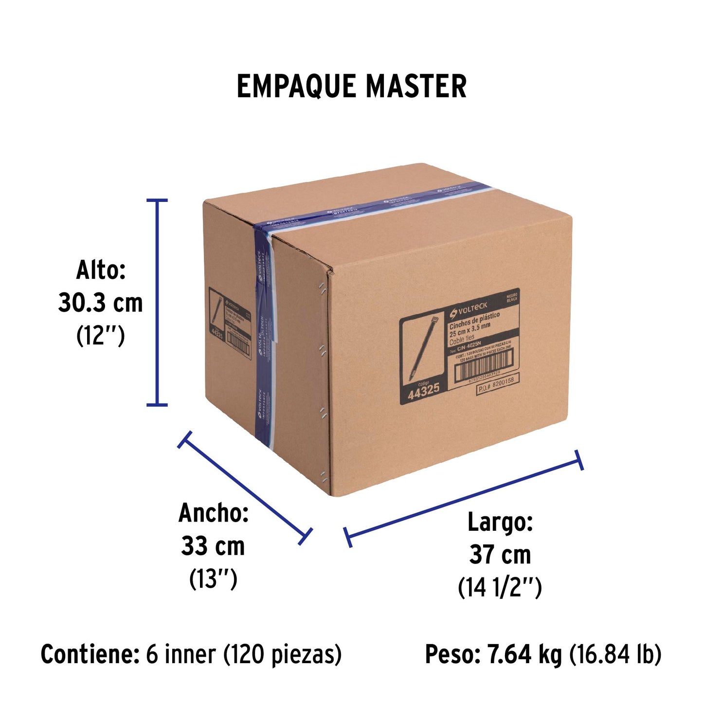 Bolsa con 50 cinchos plásticos 40 lb, 250x3.5 mm, negros | CIN-4025N | 44325