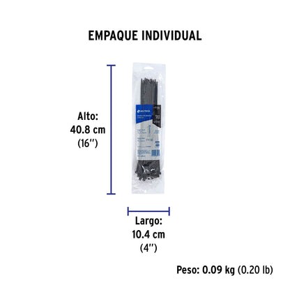 Bolsa con 50 cinchos plásticos 50 lb, 300x4.5 mm, negros | CIN-5030N | 44328