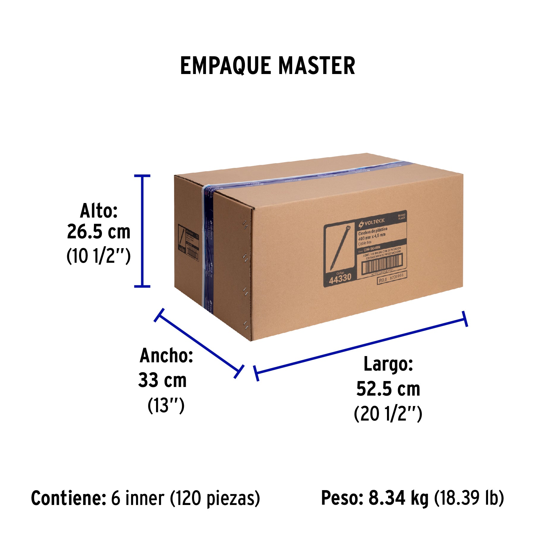 Bolsa con 25 cinchos plásticos 50 lb, 400x4.5 mm, negros | CIN-5040N | 44330