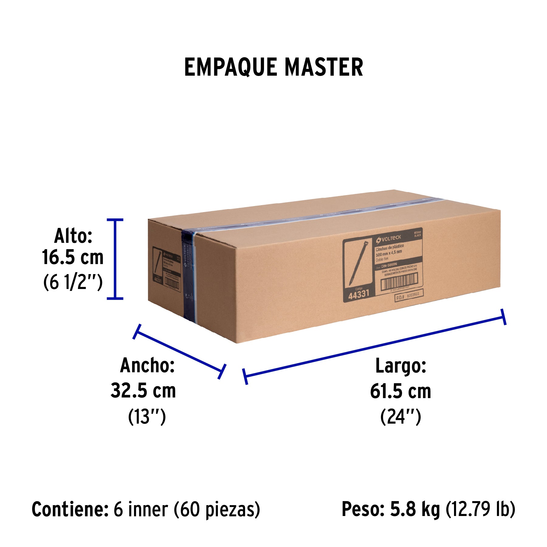 Bolsa con 25 cinchos plásticos 50 lb, 500x4.5 mm, negros | CIN-5050N | 44331