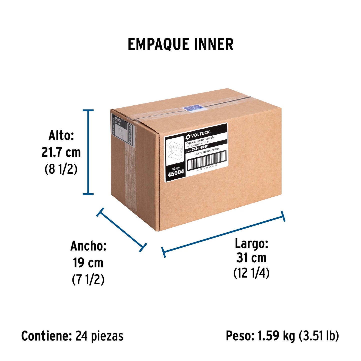 Caja cuadrada 4' x 4' plástica, Volteck | CCH-4X4P | 45004