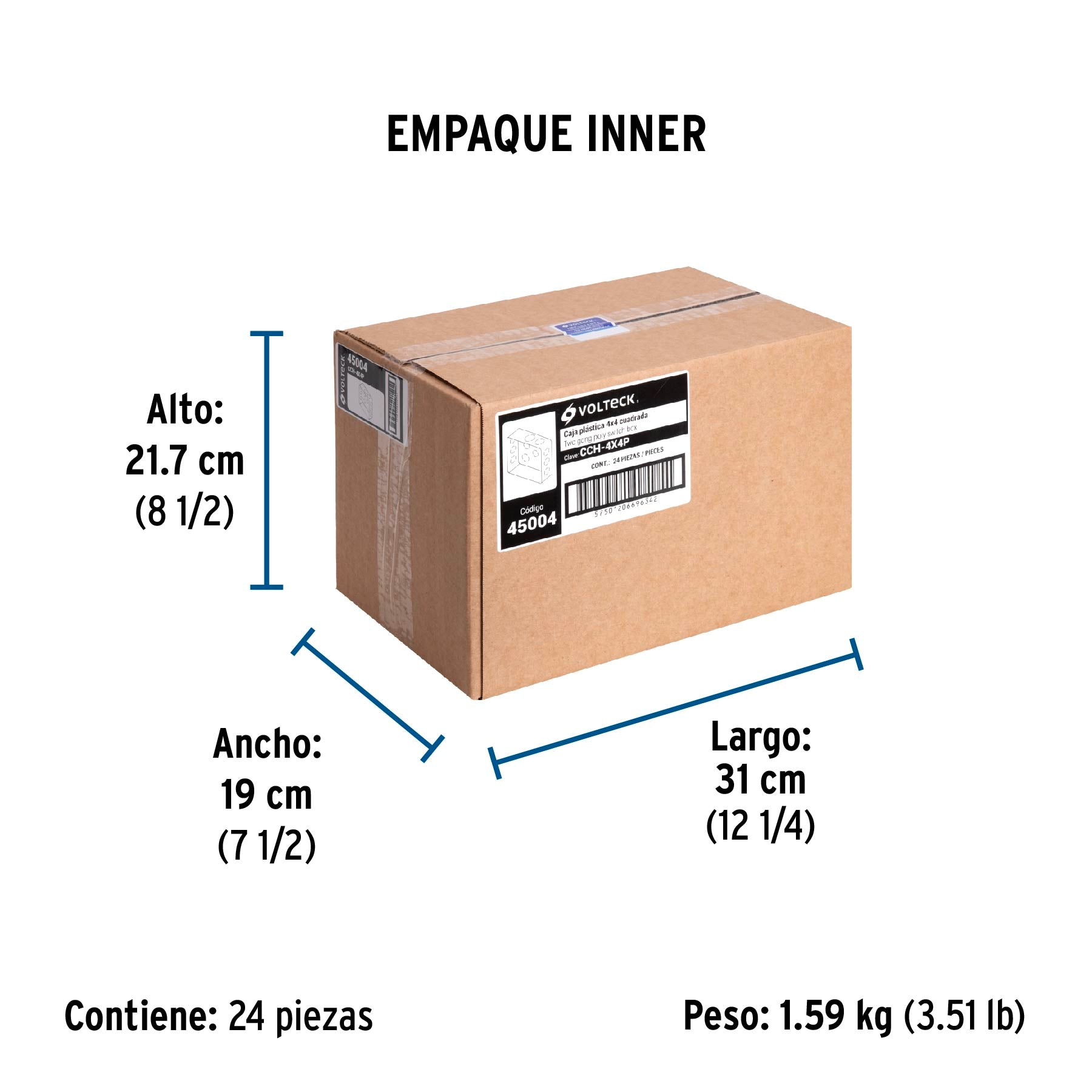 Caja cuadrada 4' x 4' plástica, Volteck | CCH-4X4P | 45004