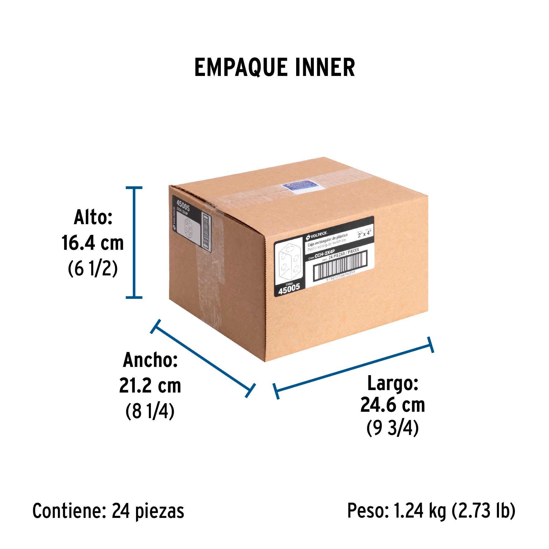 Caja tipo chalupa 2' x 4' plástica, Volteck | CCH-2X4P | 45005