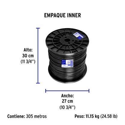 Metro de cable coaxial RG6 en carrete de 305 m, Volteck | CABCO-6300 | 45030