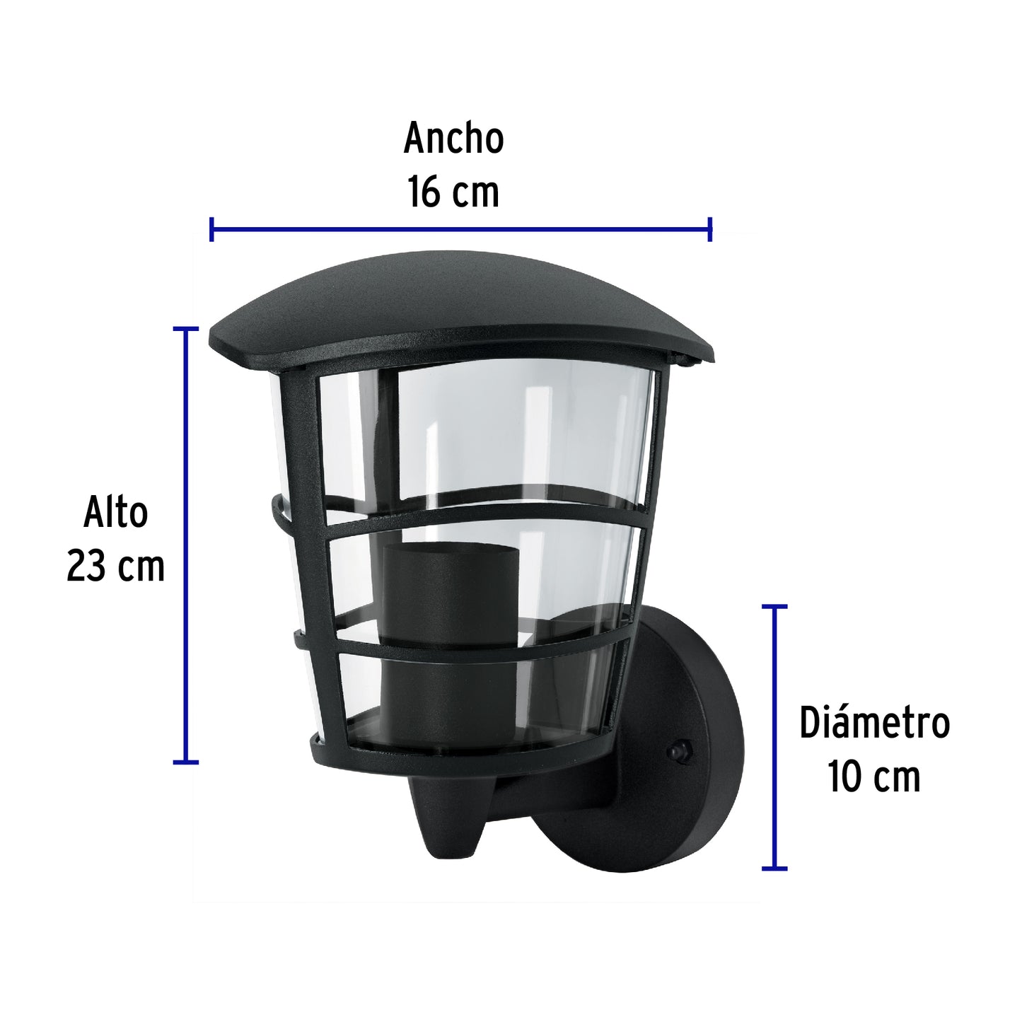 Arbotante tipo farol moderno soportado p/exteriores, negro | ARB-105S | 45092