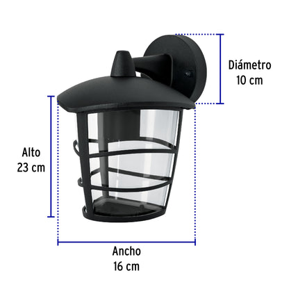 Arbotante tipo farol moderno suspendido p/exteriores, negro | ARB-107S | 45093