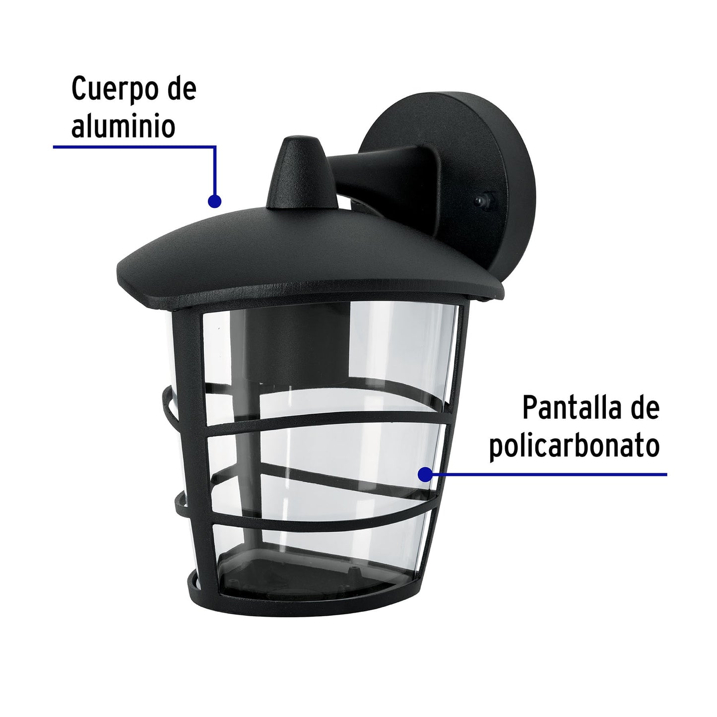 Arbotante tipo farol moderno suspendido p/exteriores, negro | ARB-107S | 45093