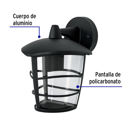 Arbotante tipo farol moderno suspendido p/exteriores, negro | ARB-107S | 45093