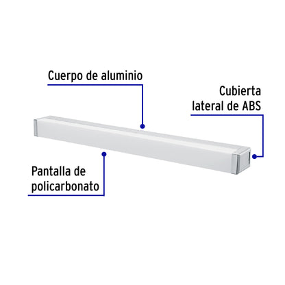 Luminario LED de pared para baño 10W 4000K, barra, VOLTECK | ARB-302L | 45218