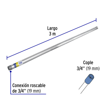 Tubo Conduit 3/4' pared gruesa (1.6 mm), et. amarilla, 3 m | TC-3/4-GA | 45287