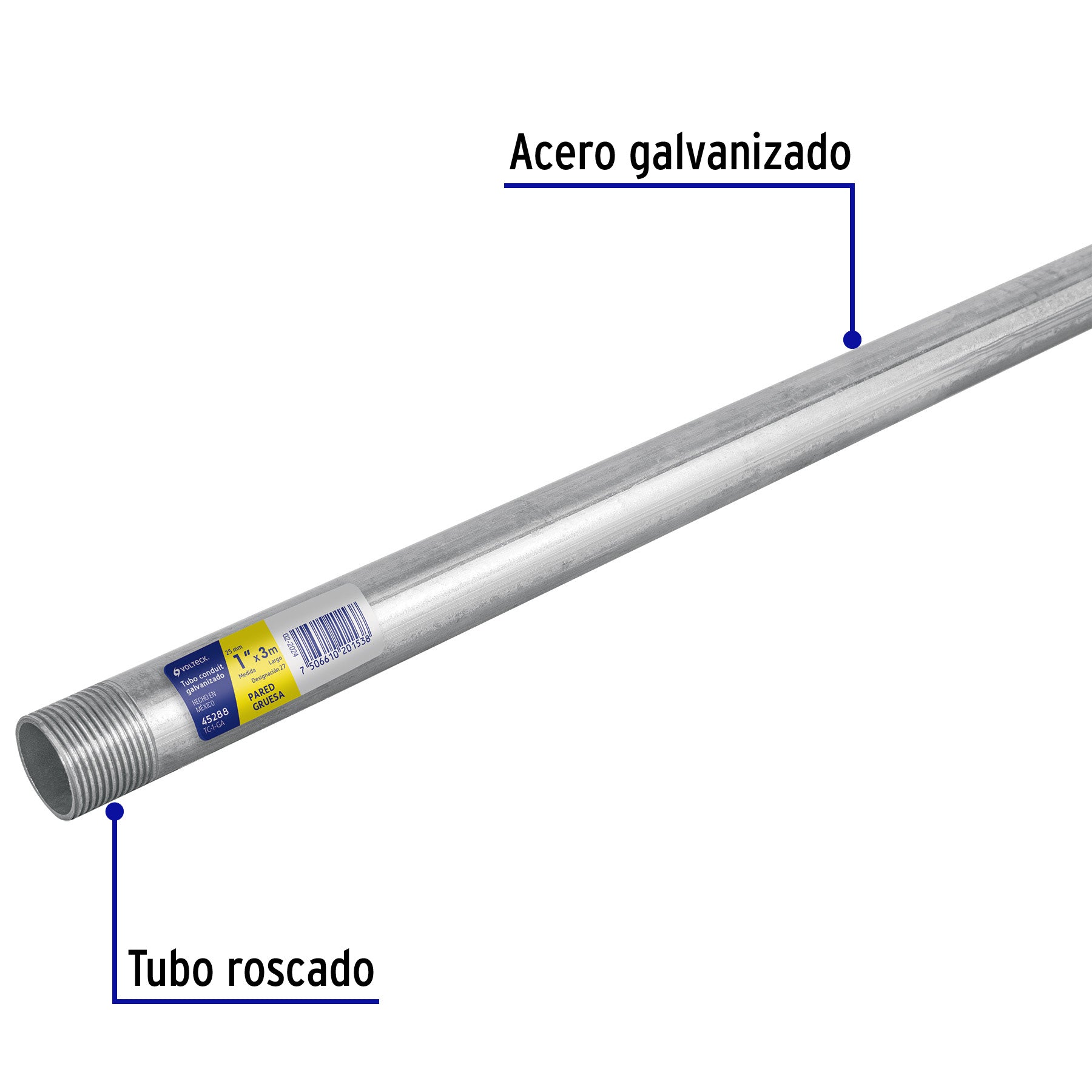 Tubo Conduit 1' pared gruesa (1.8 mm), et. amarilla, 3 m | TC-1-GA | 45288