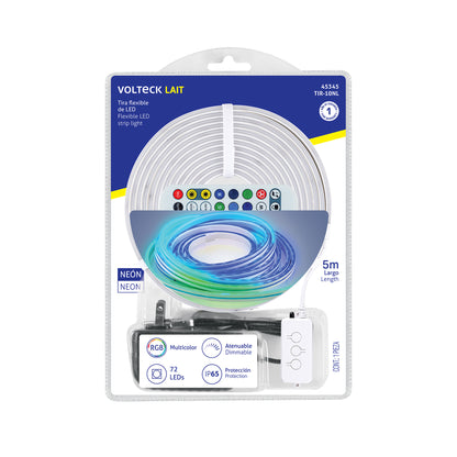 Tira Flexible de LED multicolor RGB Neón, 5 m, VOLTECK | TIR-10NL | 45345