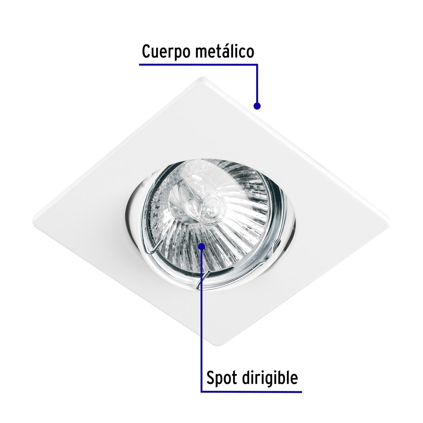 Luminario cuadrado blanco spot dirigible,lámpara no incluida | EMP-113S | 45563