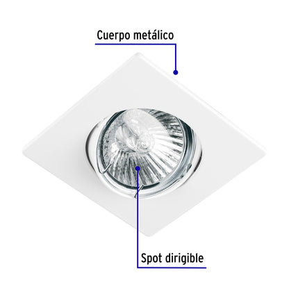 Luminario cuadrado blanco spot dirigible,lámpara no incluida | EMP-113S | 45563