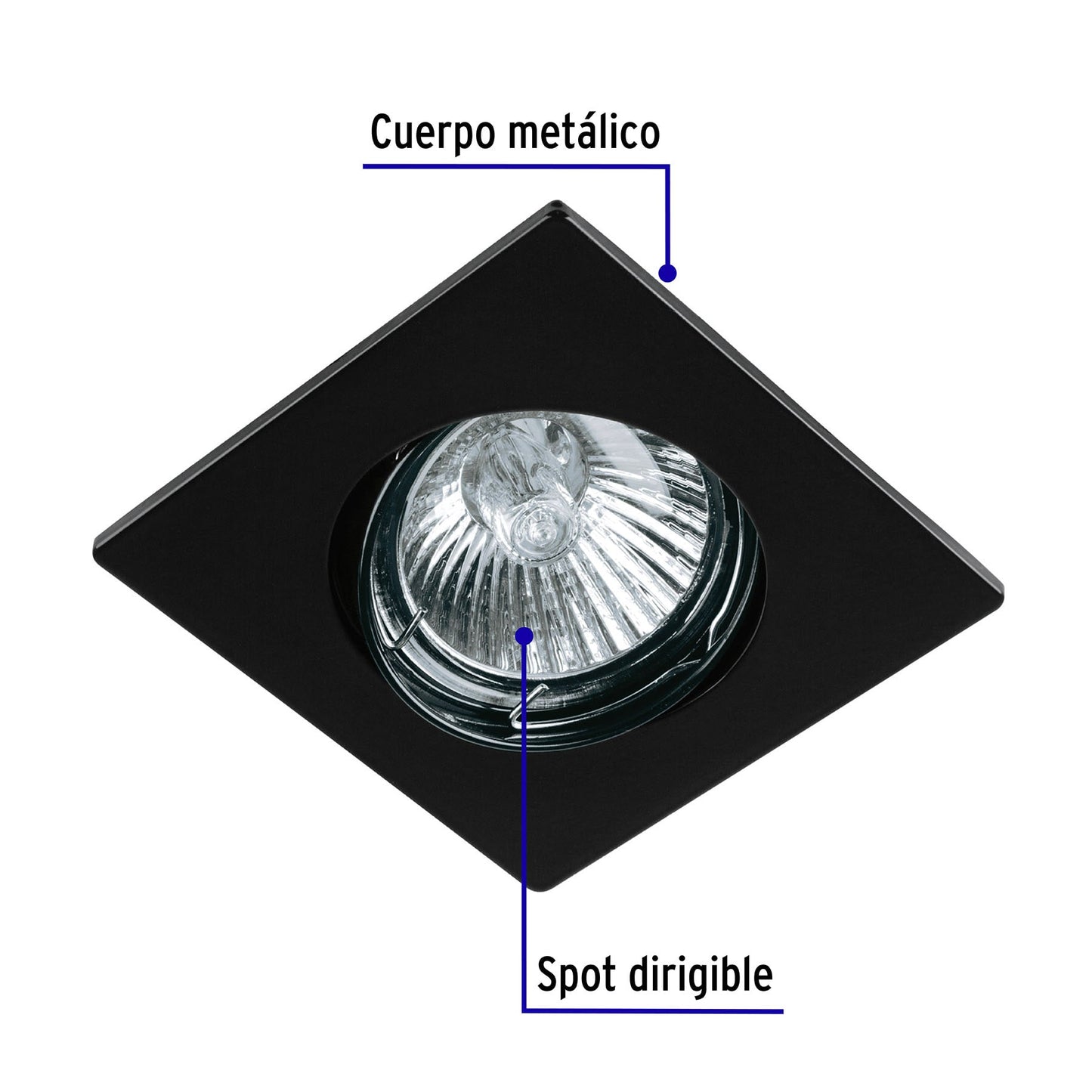 Luminario cuadrado negro spot dirigible, lámpara no incluida | EMP-114S | 45564