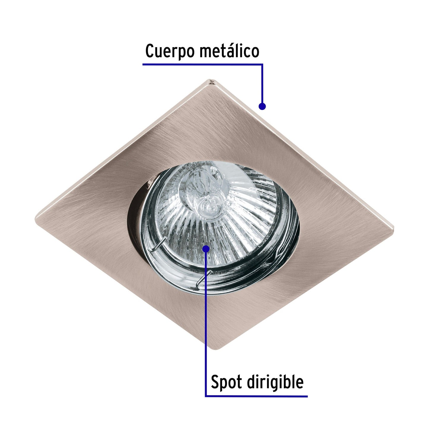 Luminario cuadrado satín spot dirigible, lámpara no incluida | EMP-115S | 45565