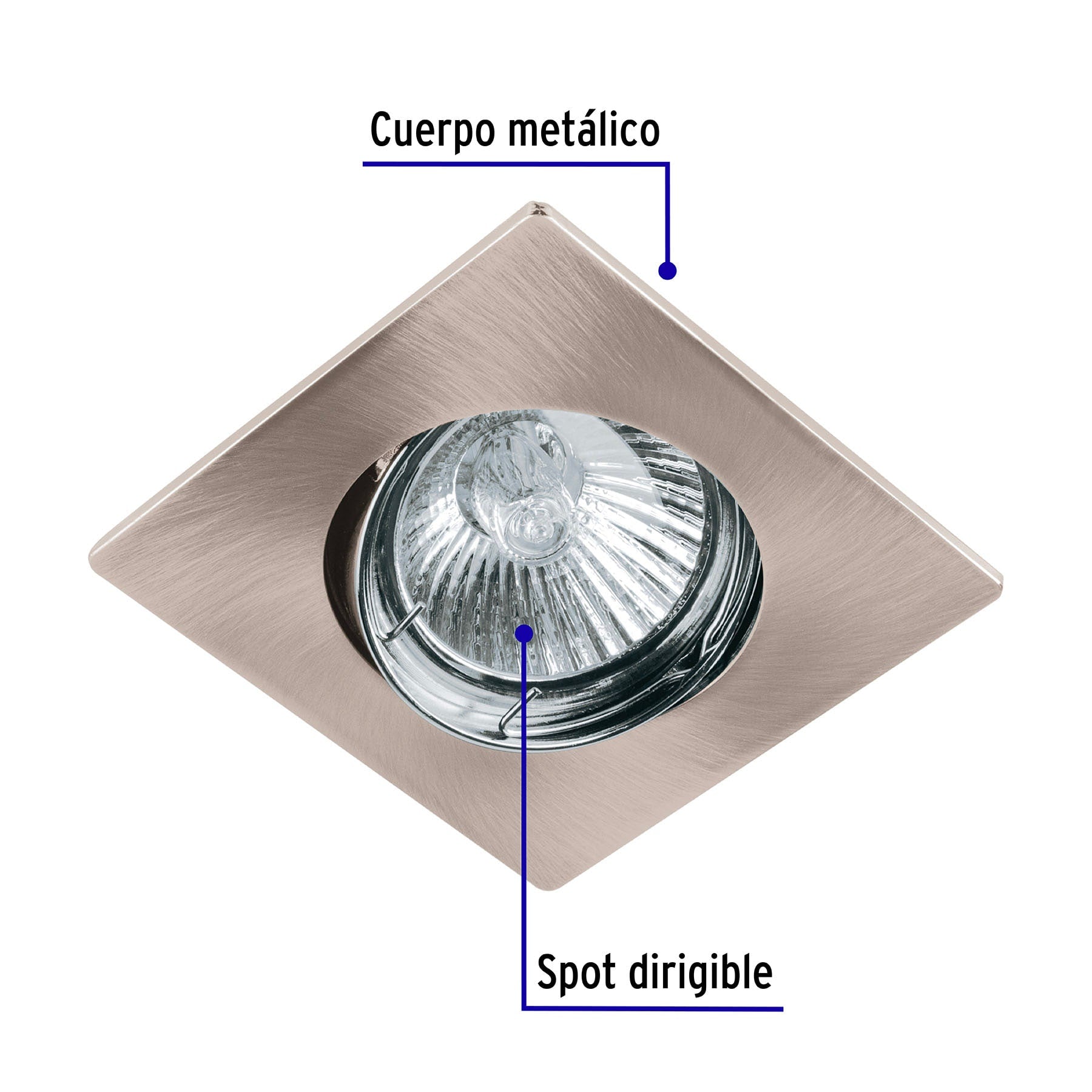 Luminario cuadrado satín spot dirigible, lámpara no incluida | EMP-115S | 45565