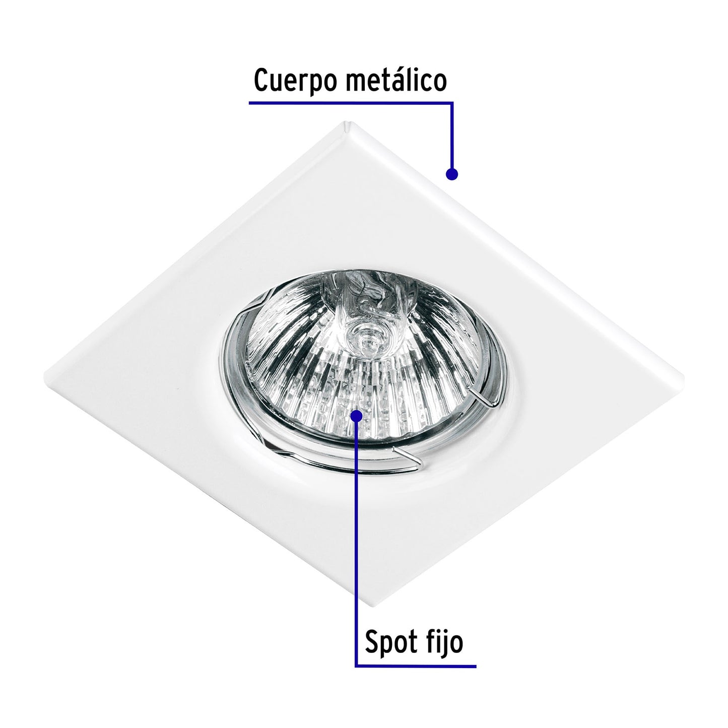 Luminario cuadrado blanco spot fijo, lámpara no incluida | EMP-110S | 45566