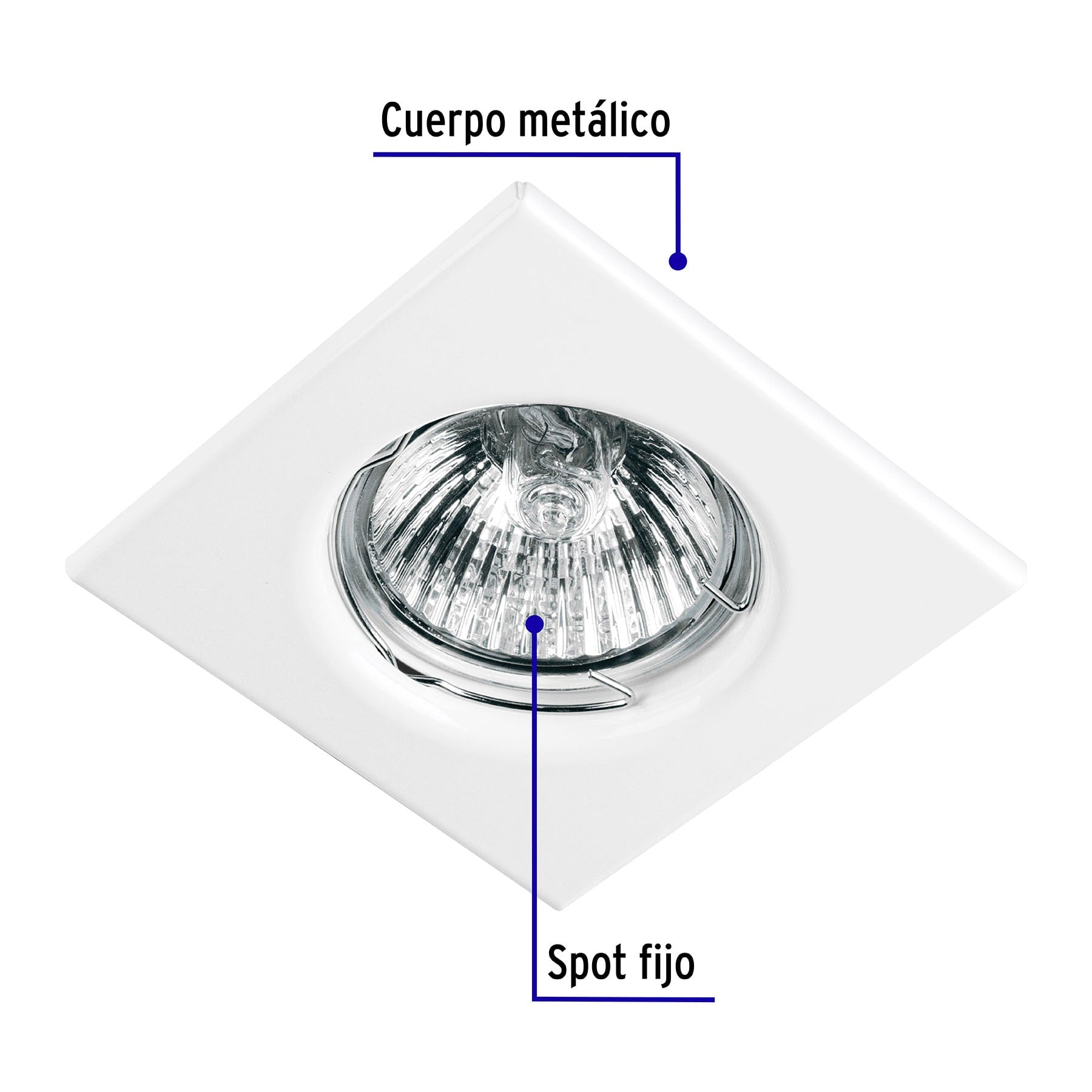 Luminario cuadrado blanco spot fijo, lámpara no incluida | EMP-110S | 45566