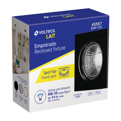 Luminario cuadrado negro spot fijo, lámpara no incluida | EMP-111S | 45567