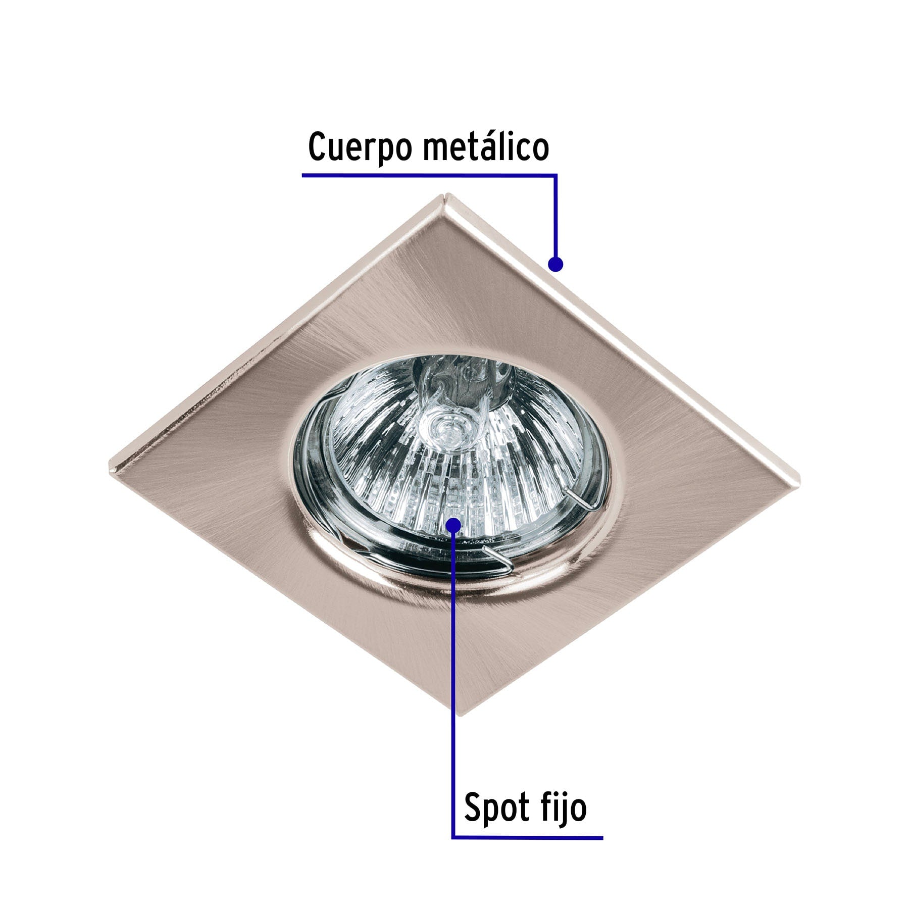 Luminario cuadrado satín spot fijo, lámpara no incluida | EMP-112S | 45568