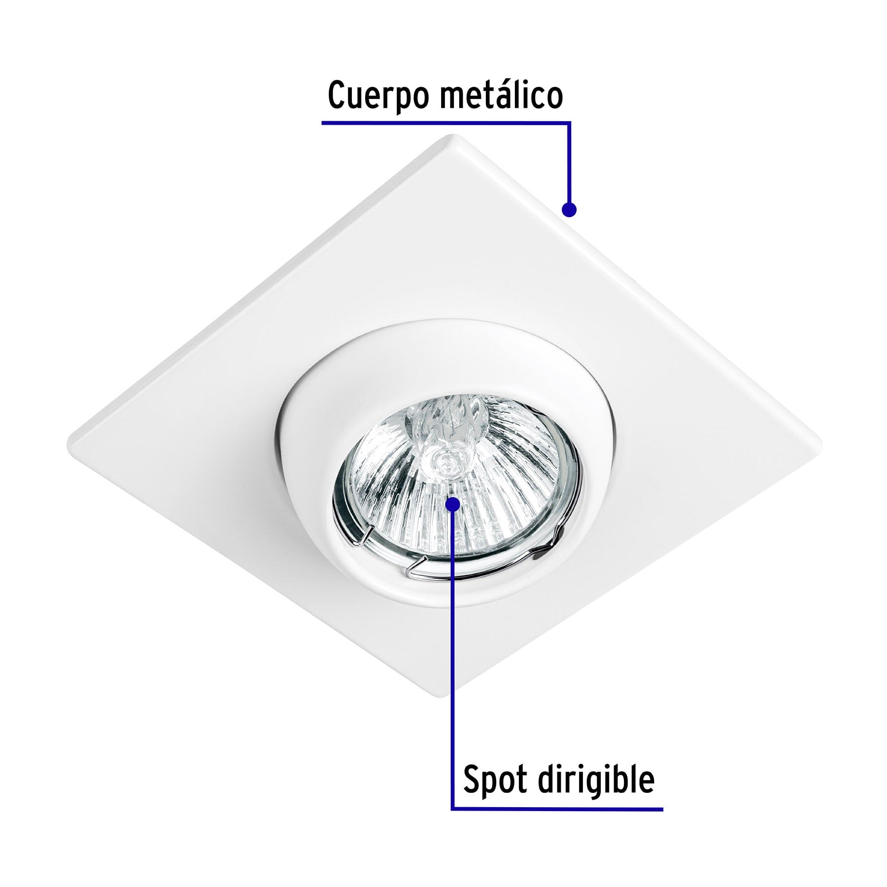 Luminario cuadrado blanco spot esférico, lámpara no incluida | EMP-116S | 45569