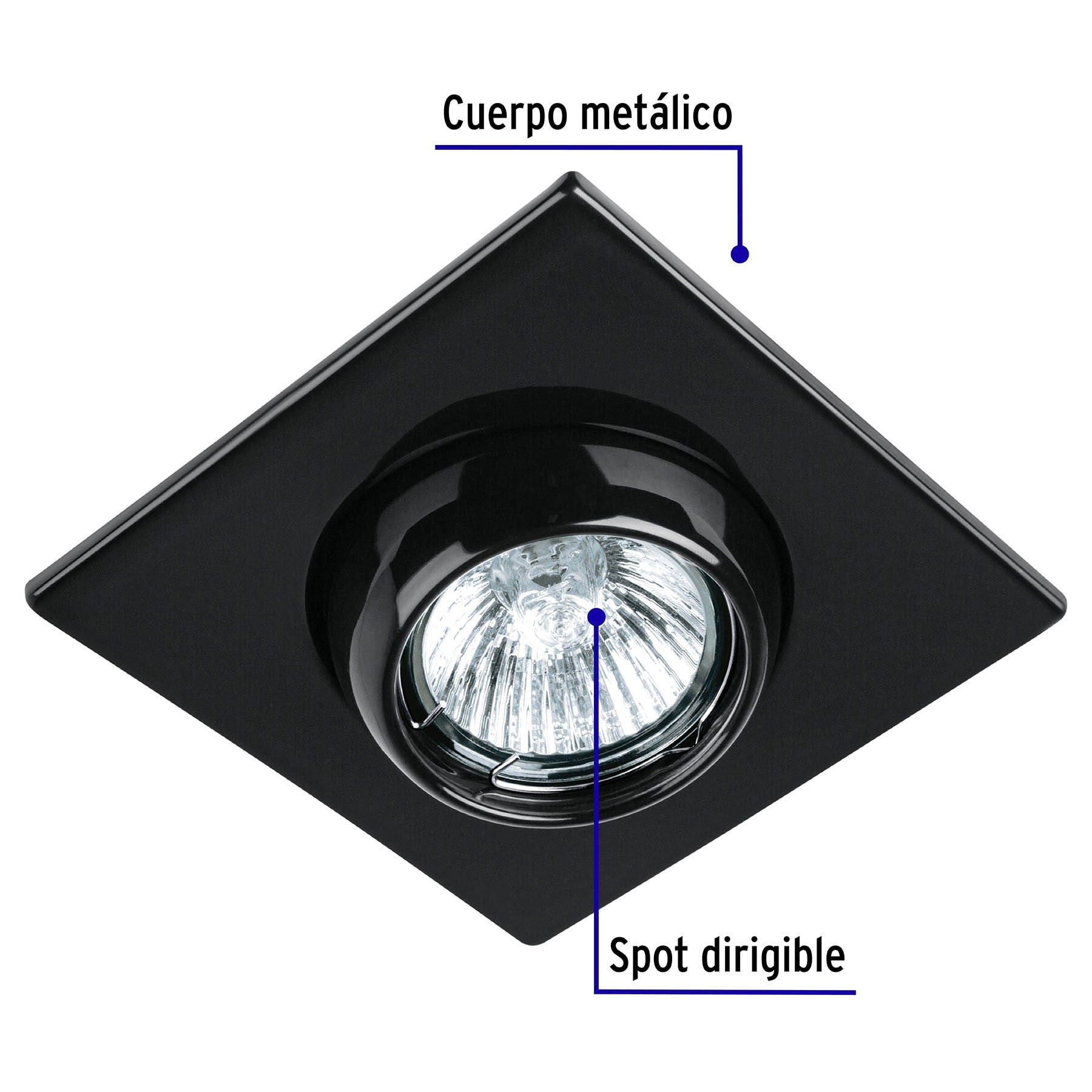 Luminario cuadrado negro spot esférico, lámpara no incluida | EMP-117S | 45570