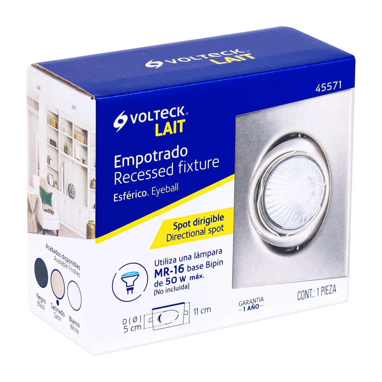 Luminario cuadrado satín spot esférico, lámpara no incluida | EMP-118S | 45571