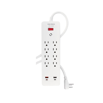 Multicontacto 8 entradas, 2 USB A + 2 USB C, blanco, VOLTECK | MUL-818U | 45586