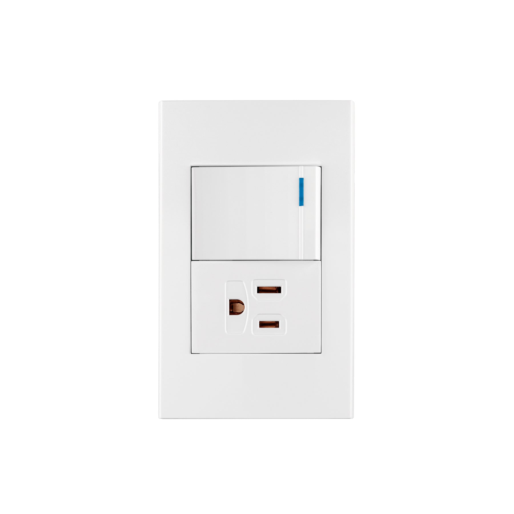 Placa armada 1 interruptor,1contacto,1.5mod,Española, blanco | PA-APCO15-EB | 45591