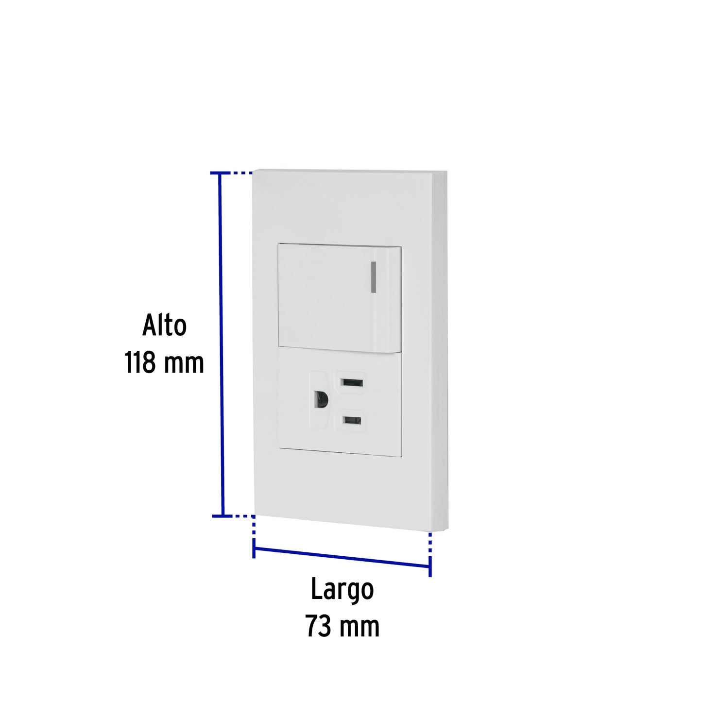 Placa armada 1 interruptor,1contacto,1.5mod,Española, blanco | PA-APCO15-EB | 45591