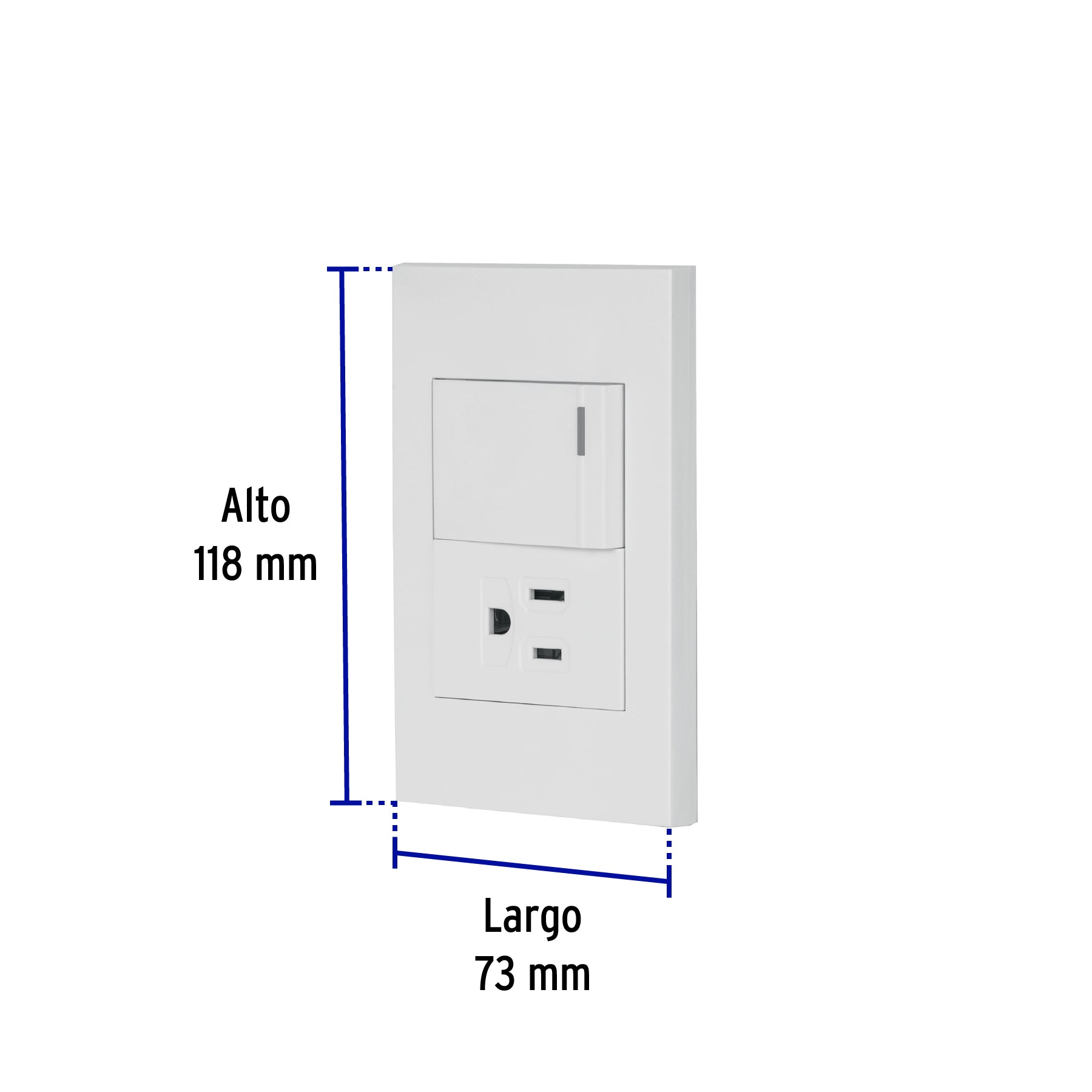 Placa armada 1 interruptor,1contacto,1.5mod,Española, blanco | PA-APCO15-EB | 45591
