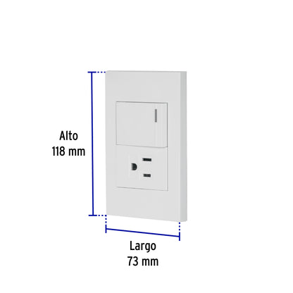Placa armada 1 interruptor,1contacto,1.5mod,Española, blanco | PA-APCO15-EB | 45591