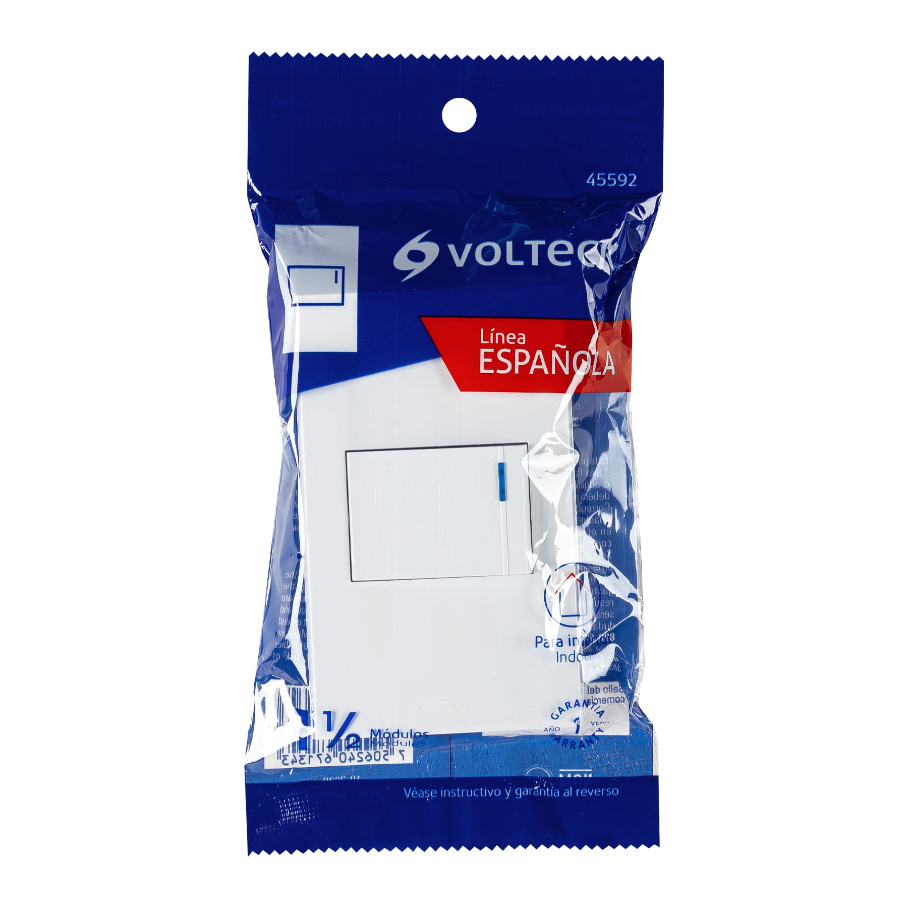 Placa armada 1 interruptor, 1.5 módulos, Española, blanco | PA-APSE15-EB | 45592