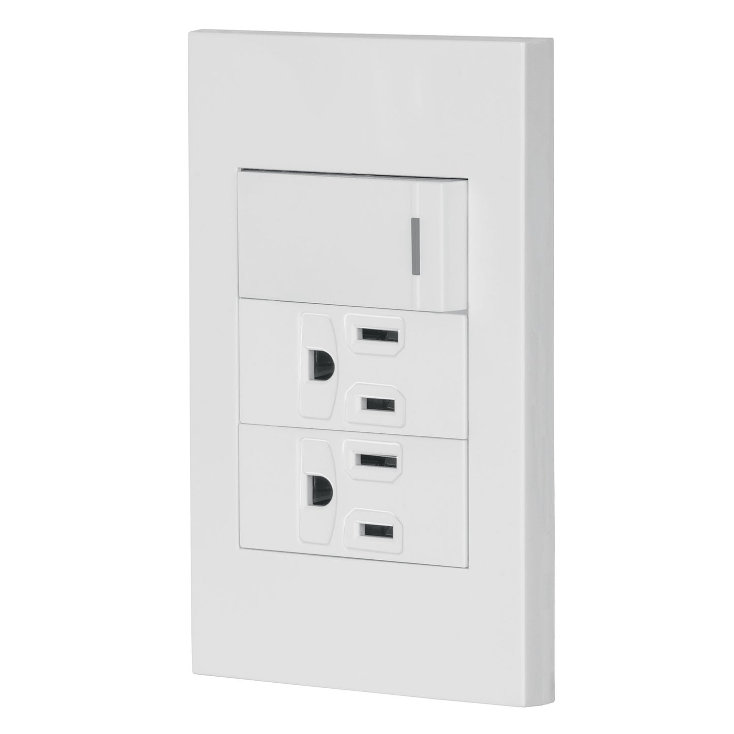 Placa armada 1 interruptor, 2 contactos,1mod,Española,blanco | PA-APCO-E3B | 45594