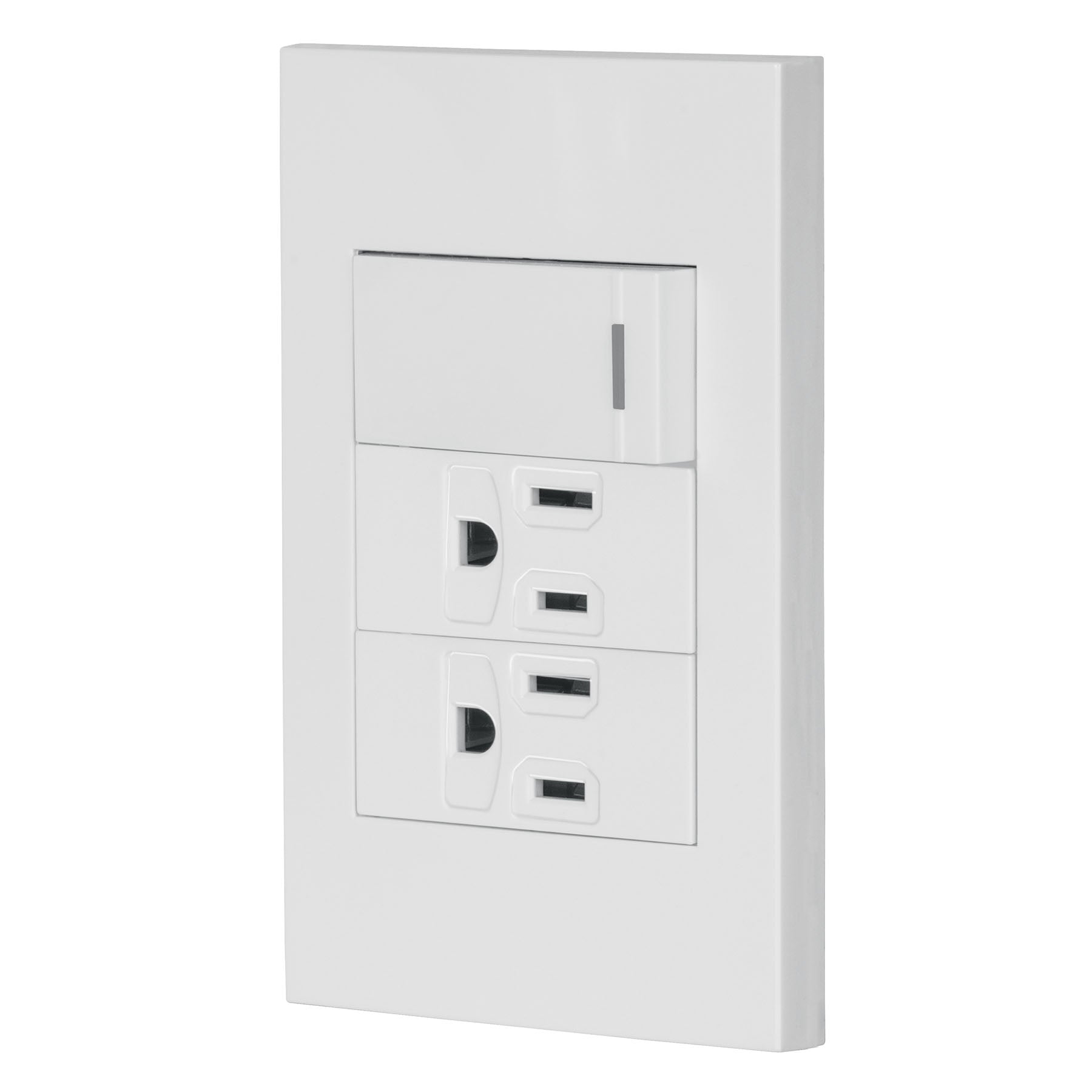 Placa armada 1 interruptor, 2 contactos,1mod,Española,blanco | PA-APCO-E3B | 45594